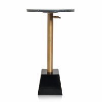 12" Round Black Top End Table With a Bronze and Black Base