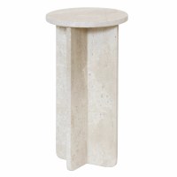 10" Round Cream Marble End Table