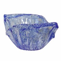 7" Blue and Clear Glass Vase