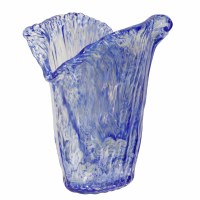 15" Blue and Clear Glass Vase