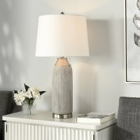 30" Gray and Silver Ceramic Table Lamp