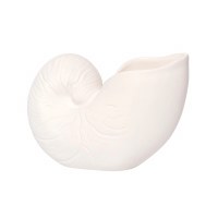 7" White Ceramic Nautilus Shell Vase