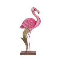 12" Pink Capiz Flamingo Statue on a Stand