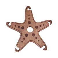 10" Brown Wood Starfish One Wine Bottle and Five Glasses Holder