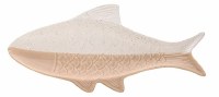 10" Distressed White and Light Brown Ceramic Fish Plate