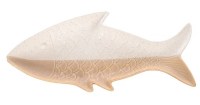 8" Distressed White and Light Brown Ceramic Fish Plate