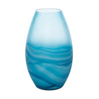 12" Blue Frost Wave Glass Vase