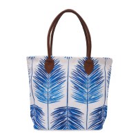 18" x 14" Blue Palm Frond Tote Bag