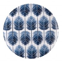 8" Round Blue Melamine Palm Frond Plate