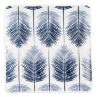 Blue Square Melamine Palm Frond Plate