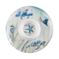 12" Round Blue Melamine Sealife Chip and Dip Dish