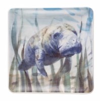 Blue Square Melamine Manatee Plate