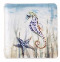 Blue Square Melamine Seahorse Plate