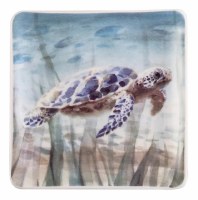 Blue Square Melamine Sea Turtle Plate