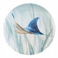 11" Round Blue Melamine Sting Ray Plate