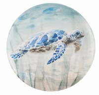 11" Round Blue Melamine Sea Turtle Plate