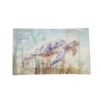 9" x 14" Blue Sea Turtle Ceramic Tray