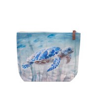 9" x 12" Blue Sea Turtle Zipper Bag