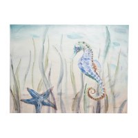 24" x 32" Blue Seahorse Coastal Canvas