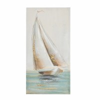 24" x 12" Moving Sailboat Coastal Canvas