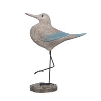 12" White Wash and Light Blue Shorebird Statue