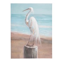 32" x 24" White Egret on the Beach Coastal Canvas