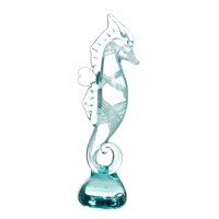 12" Light Green Clear Glass Seahorse Figurine