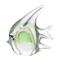 7" Clear and Green Glass Fish Figurine