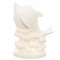 7" LED White Ceramic Dolphin Figurine