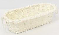 5" x 13" White Oval Woven Basket by Mud Pie