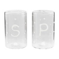 3" Clear Glass Salt and Pepper Shaker Set by Mud Pie