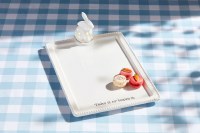 17" x 11" White Ceramic Serving Tray For a Decorative Sitter by Mud Pie