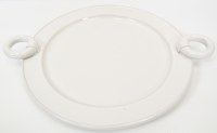 13" Round White Ring Handles Ceramic Tray by Mud Pie