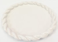 11" Round White Twisted Rim Ceramic Tray by Mud Pie