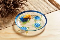 12" Round Blue and Green Glass Sea Turtle Platter by Mud Pie