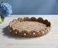 17" Round Natural Seagrass Lazy Susan by Mud Pie