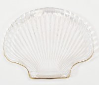 4" Gold Rim Glass Scallop Shell Plate by Mud Pie
