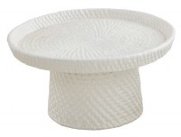 8" Round White Textured Ceramic Footed Tray by Mud Pie