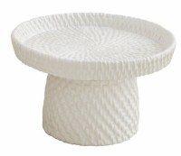 6" Round White Textured Ceramic Footed Tray by Mud Pie