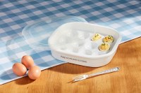 7" x 12" White Ceramic Egg Tray With a Fork and a Lid by Mud Pie