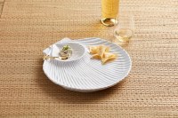 13" White Ceramic Sea Shell Chip and Dip Dish With a Spoon by Mud Pie