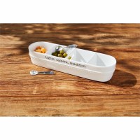 14" White Ceramic Four Compartment Snack Dish With Two Spoons by Mud Pie