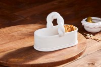 4" x 8" White Ceramic Twist Handle Cracker Dish by Mud Pie