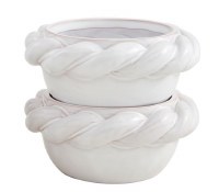 Set of Two 4" Round White Ceramic Twist Rim Bowls by Mud Pie