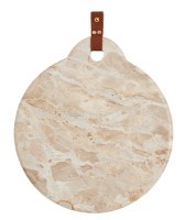 16" x 14" Round Beige Marble Serving Board by Mud Pie