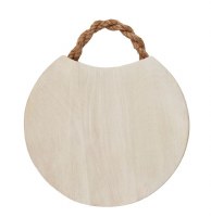 12" Round Bleached Wood Board With a Rope Handle by Mud Pie