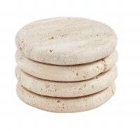 Set of Four 4" Round Cream Stone Coasters by Mud Pie