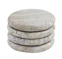 Set of Four 4" Round Gray Stone Coasters by Mud Pie