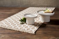 18" x 72" Taupe Flowers Table Runner by Mud Pie