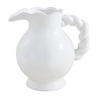 70 Oz White Textured Ceramic Twist Handle Pitcher by Mud Pie